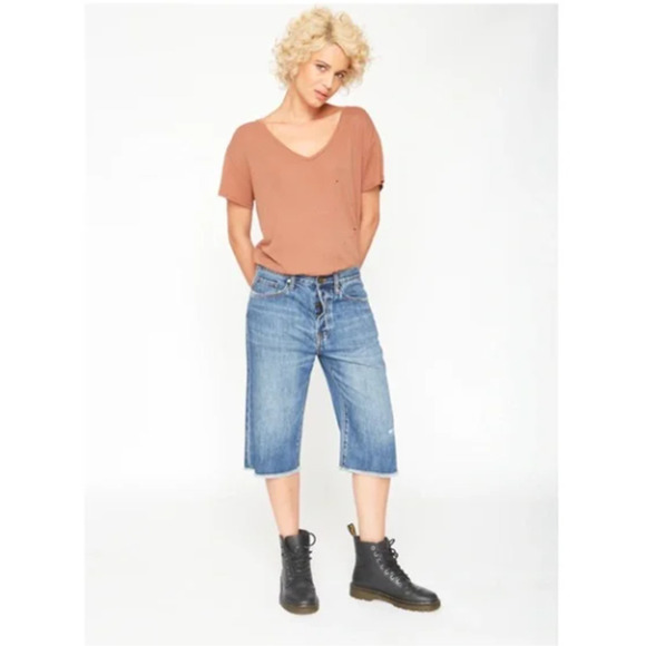 FREE People X Sandrine Rose Bermuda Jean Shorts Size 24 NWT - Picture 2 of 9